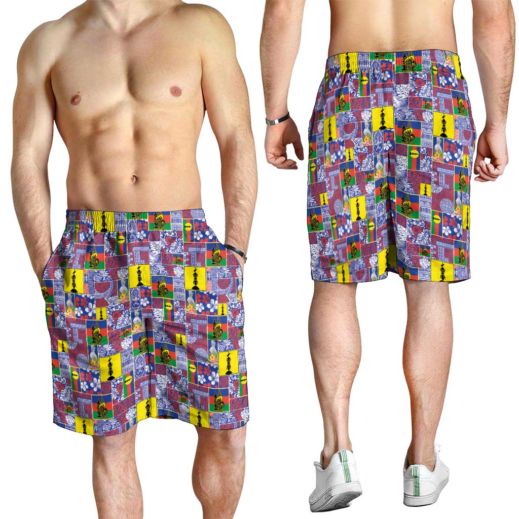New Caledonia Joyeux Noel Shorts for Men Pacific Patchwork Xmas Vibes - Polynesian Pride