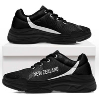 New Zealand 2026 Football Chunky Sneakers Go All White Silver Fern Curve Stylized LT14 Black - Polynesian Pride