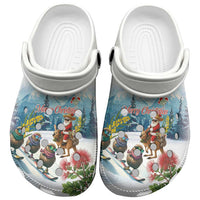 New Zealand and Australia Merry Christmas Clogs Shoes Kiwi Birds Skiing and Koala Santa Riding Kangaroo LT03 Multicolor - Polynesian Pride