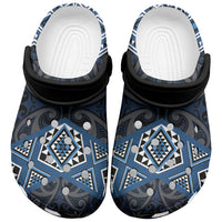New Zealand Aotearoa Clogs Shoes Blue Taniko Art Maori Pattern LT05 Blue - Polynesian Pride