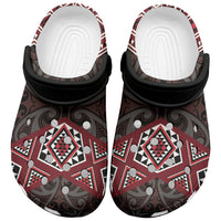 New Zealand Aotearoa Clogs Shoes Red Taniko Art Maori Pattern LT05 Red - Polynesian Pride