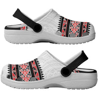 New Zealand Aotearoa Clogs Shoes With Kowhaiwhai Pattern Red Version LT05 - Polynesian Pride