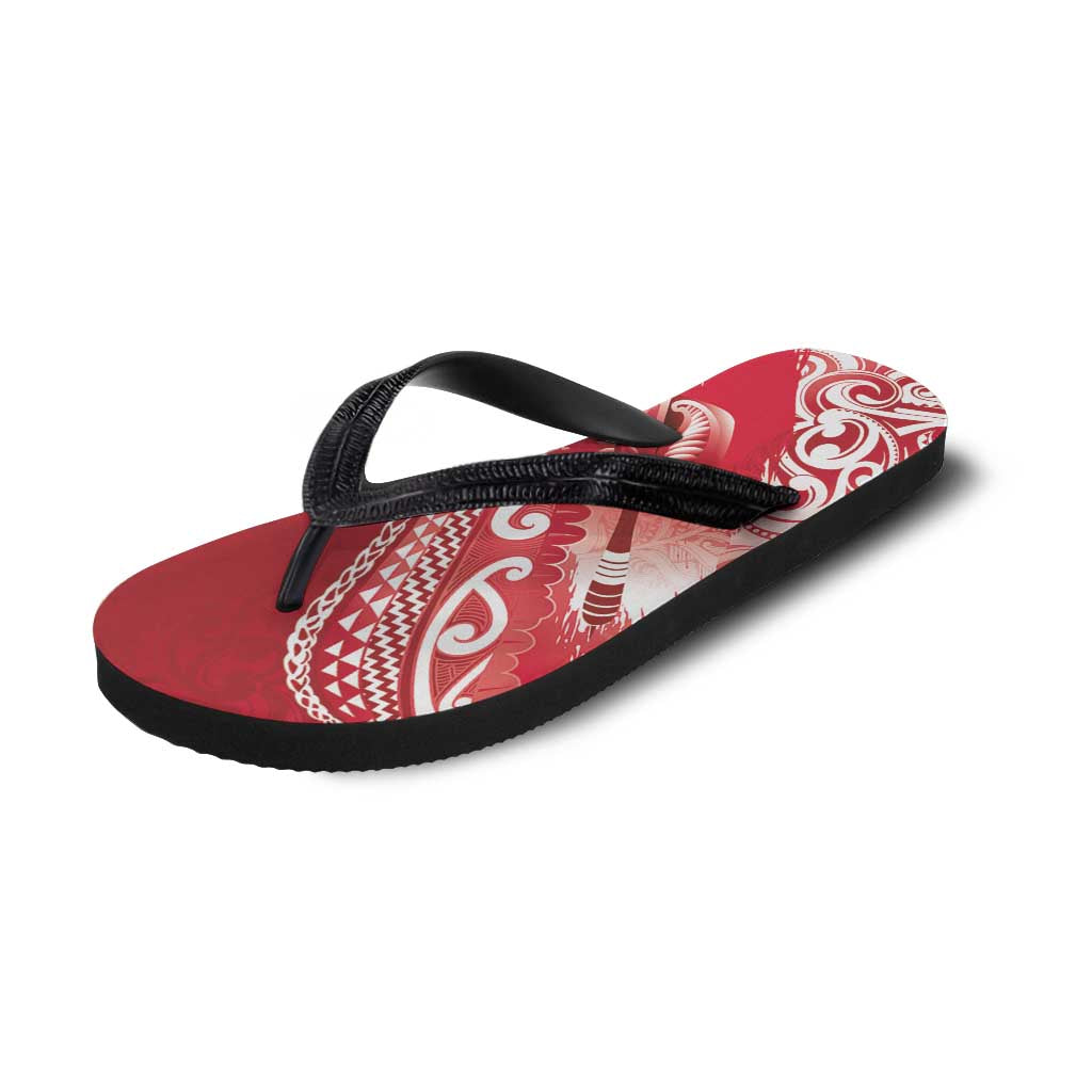 New Zealand Aotearoa Darts Masters Flip Flops Maori Art Tattoo with Tribal Dart Symbol Red LT03 - Polynesian Pride