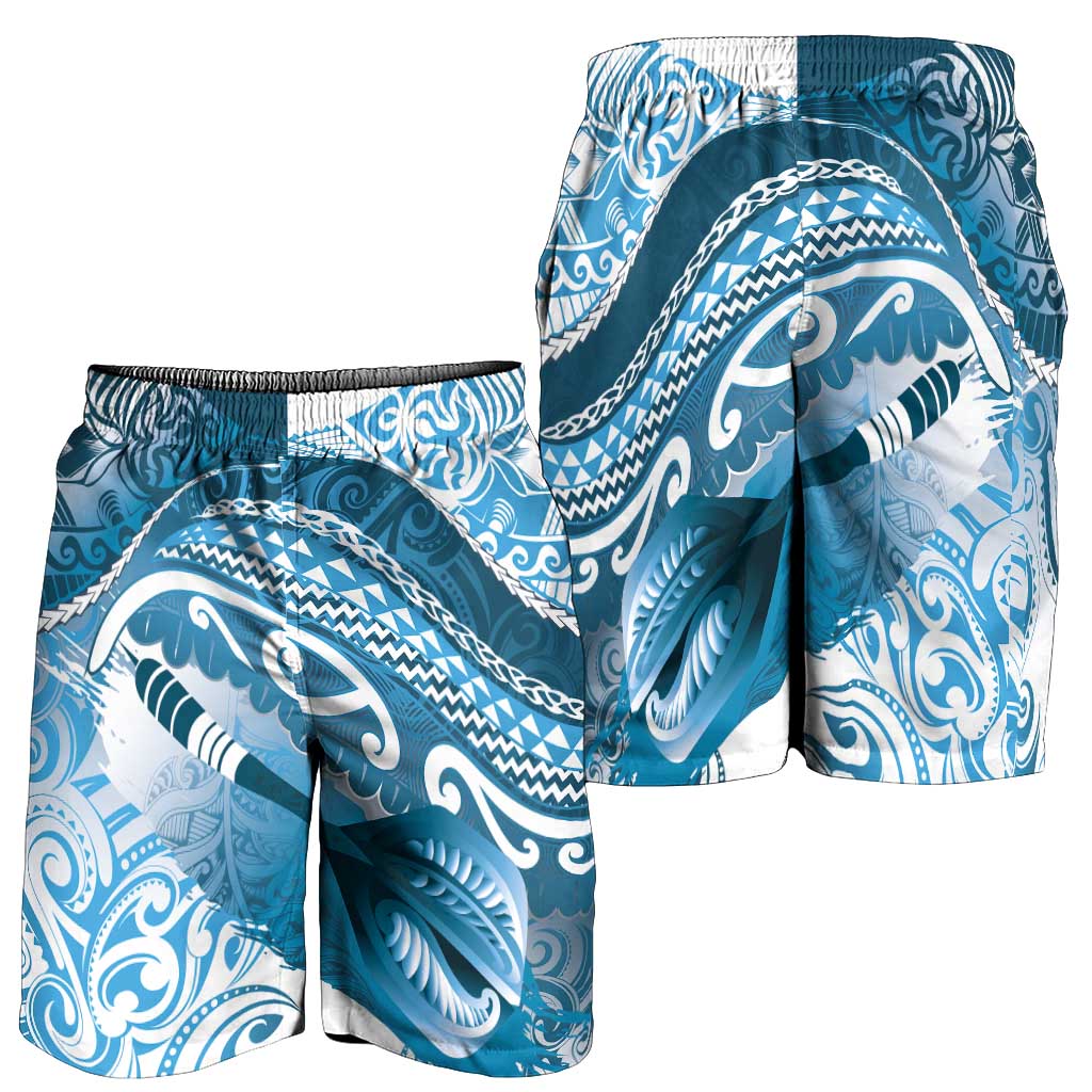 New Zealand Aotearoa Darts Masters Shorts for Men Maori Art Tattoo with Tribal Dart Symbol Blue - Polynesian Pride