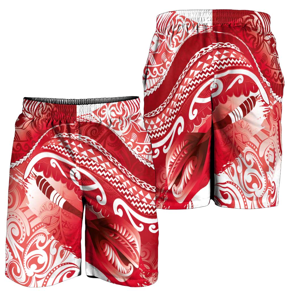 New Zealand Aotearoa Darts Masters Shorts for Men Maori Art Tattoo with Tribal Dart Symbol Red - Polynesian Pride