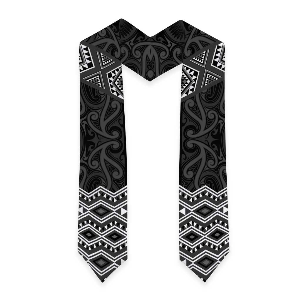 New Zealand Aotearoa Graduation Stole Black Taniko Art Maori Pattern LT05 - Polynesian Pride