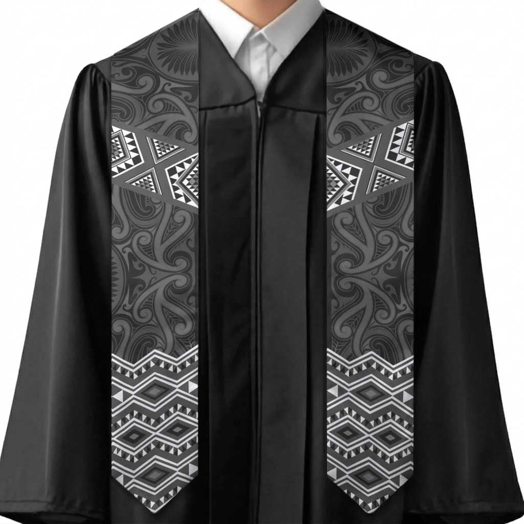 New Zealand Aotearoa Graduation Stole Black Taniko Art Maori Pattern LT05 - Polynesian Pride