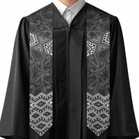 New Zealand Aotearoa Graduation Stole Black Taniko Art Maori Pattern LT05 - Polynesian Pride