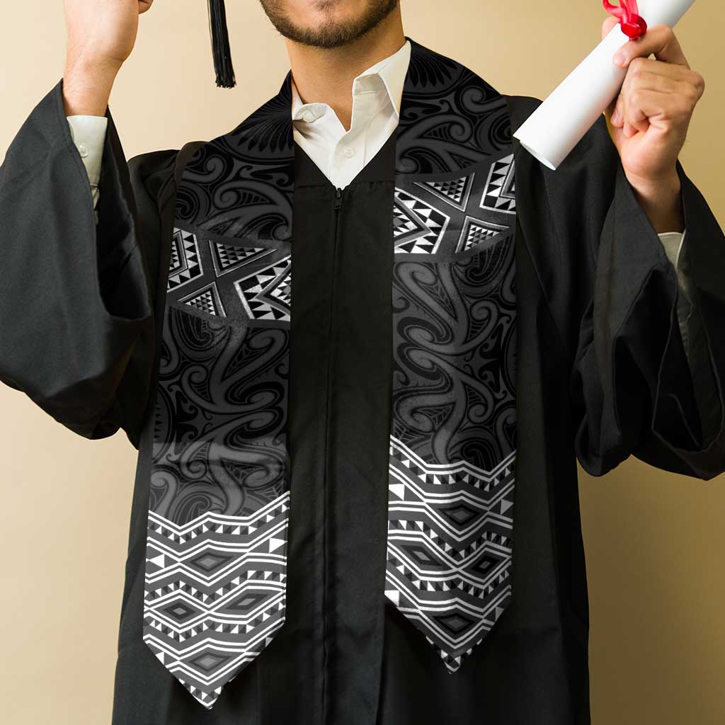 New Zealand Aotearoa Graduation Stole Black Taniko Art Maori Pattern LT05 - Polynesian Pride