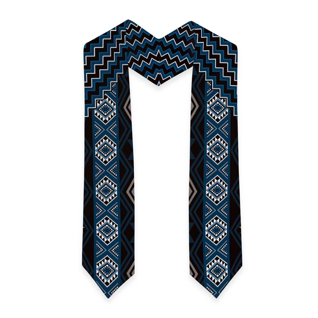 New Zealand Aotearoa Graduation Stole Blue Poutama With Taniko Pattern LT05 - Polynesian Pride