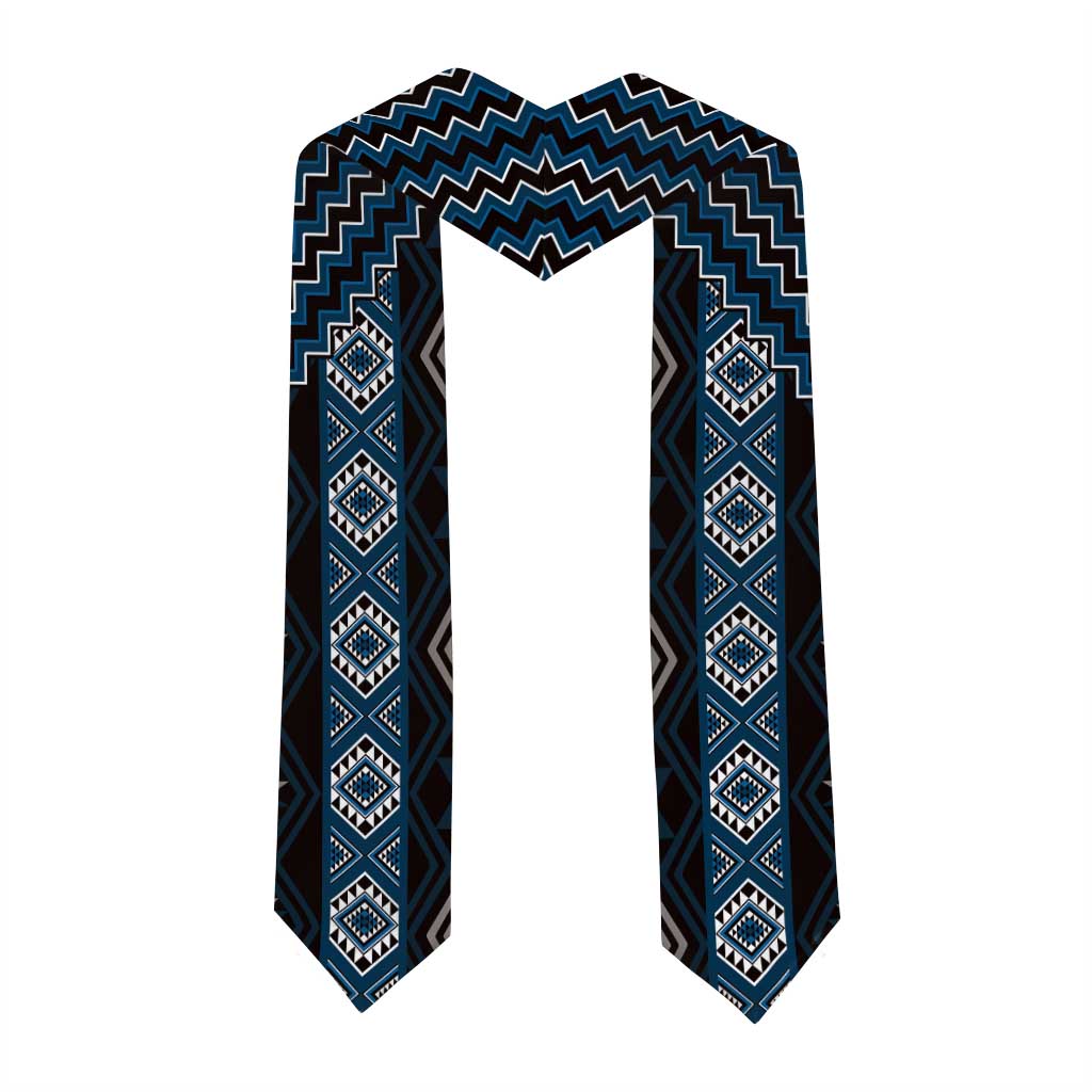 New Zealand Aotearoa Graduation Stole Blue Poutama With Taniko Pattern LT05 - Polynesian Pride