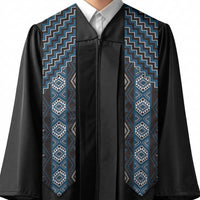 New Zealand Aotearoa Graduation Stole Blue Poutama With Taniko Pattern LT05 - Polynesian Pride