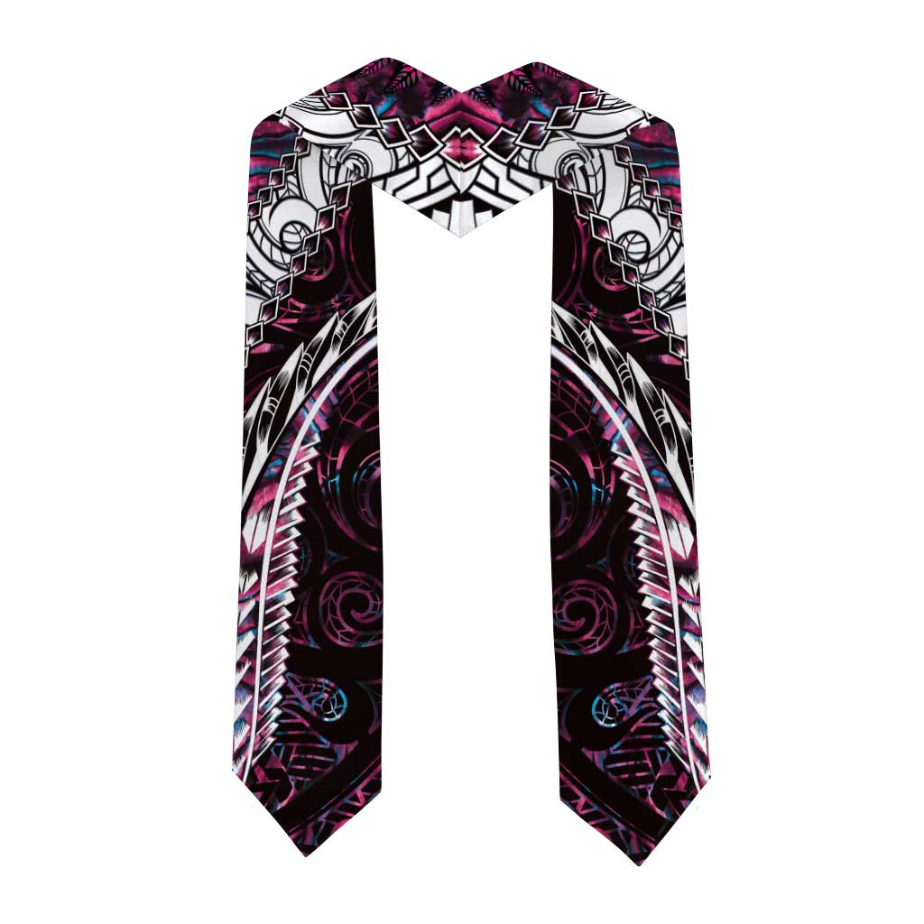 New Zealand Aotearoa Graduation Stole Maori Hei Rehua Paua Shell Glitter Pink LT05 - Polynesian Pride
