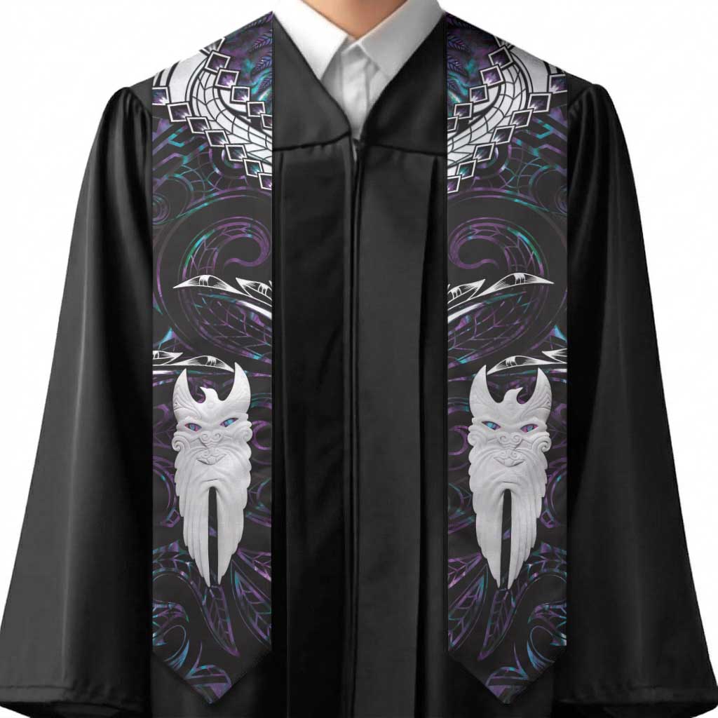 New Zealand Aotearoa Graduation Stole Maori Hei Rehua Paua Shell Glitter Purple LT05 - Polynesian Pride
