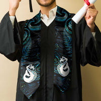 New Zealand Aotearoa Graduation Stole Maori Manaia Paua Shell Glitter Turquoise LT05 - Polynesian Pride