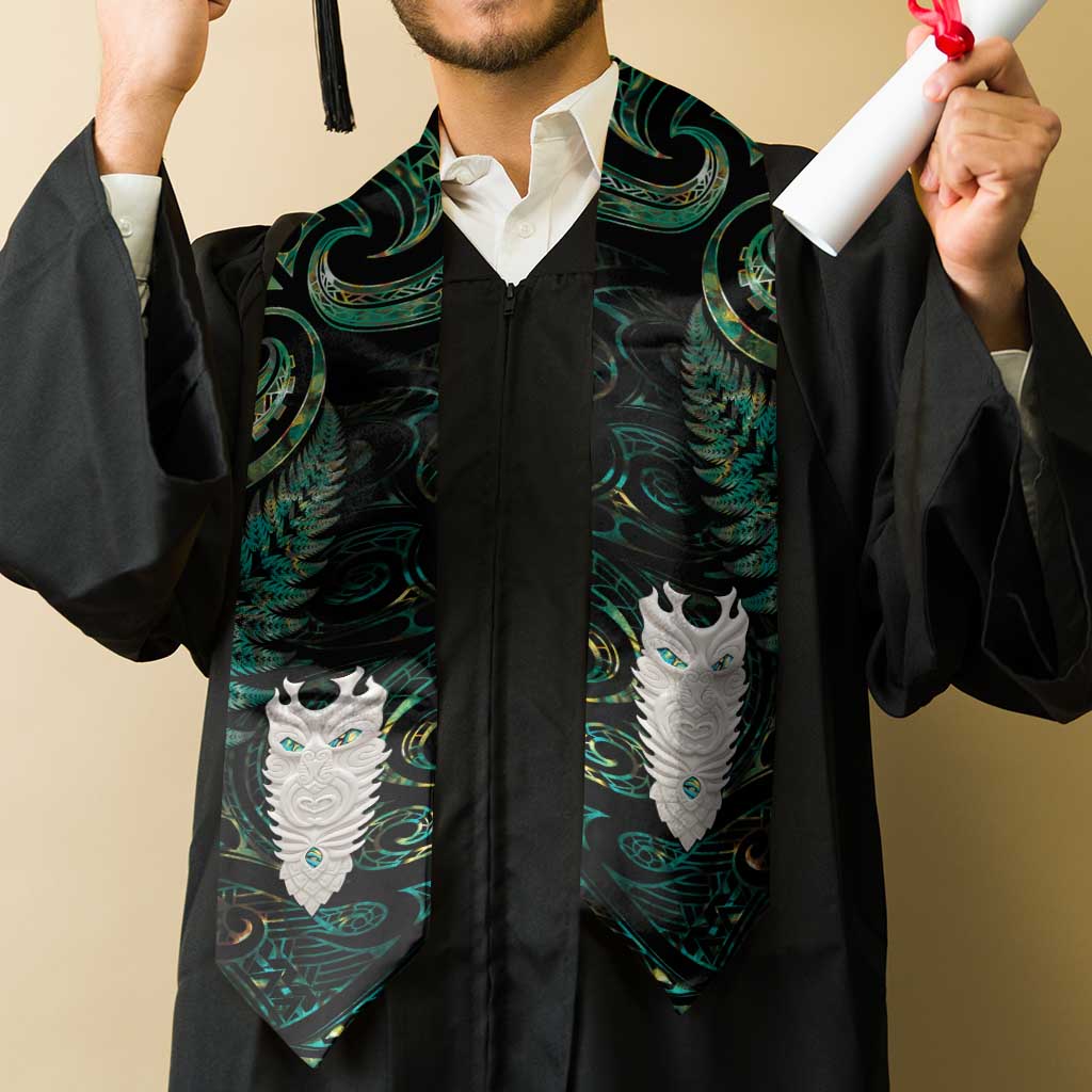 New Zealand Aotearoa Graduation Stole Maori Tane Te Waiora Paua Shell Glitter Green LT05 - Polynesian Pride