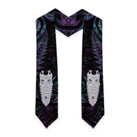 New Zealand Aotearoa Graduation Stole Maori Tane Te Waiora Paua Shell Glitter Purple LT05 - Polynesian Pride