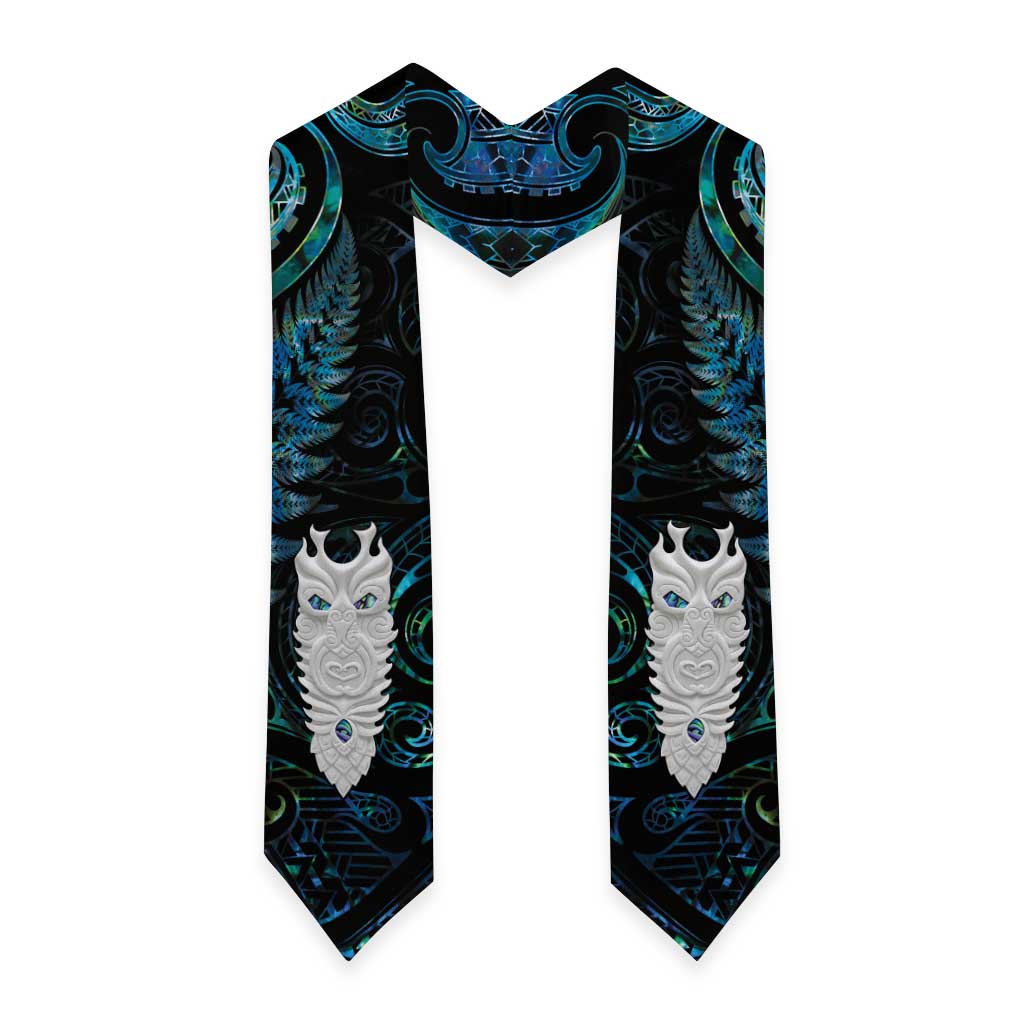 New Zealand Aotearoa Graduation Stole Maori Tane Te Waiora Paua Shell Glitter Turquoise LT05 - Polynesian Pride