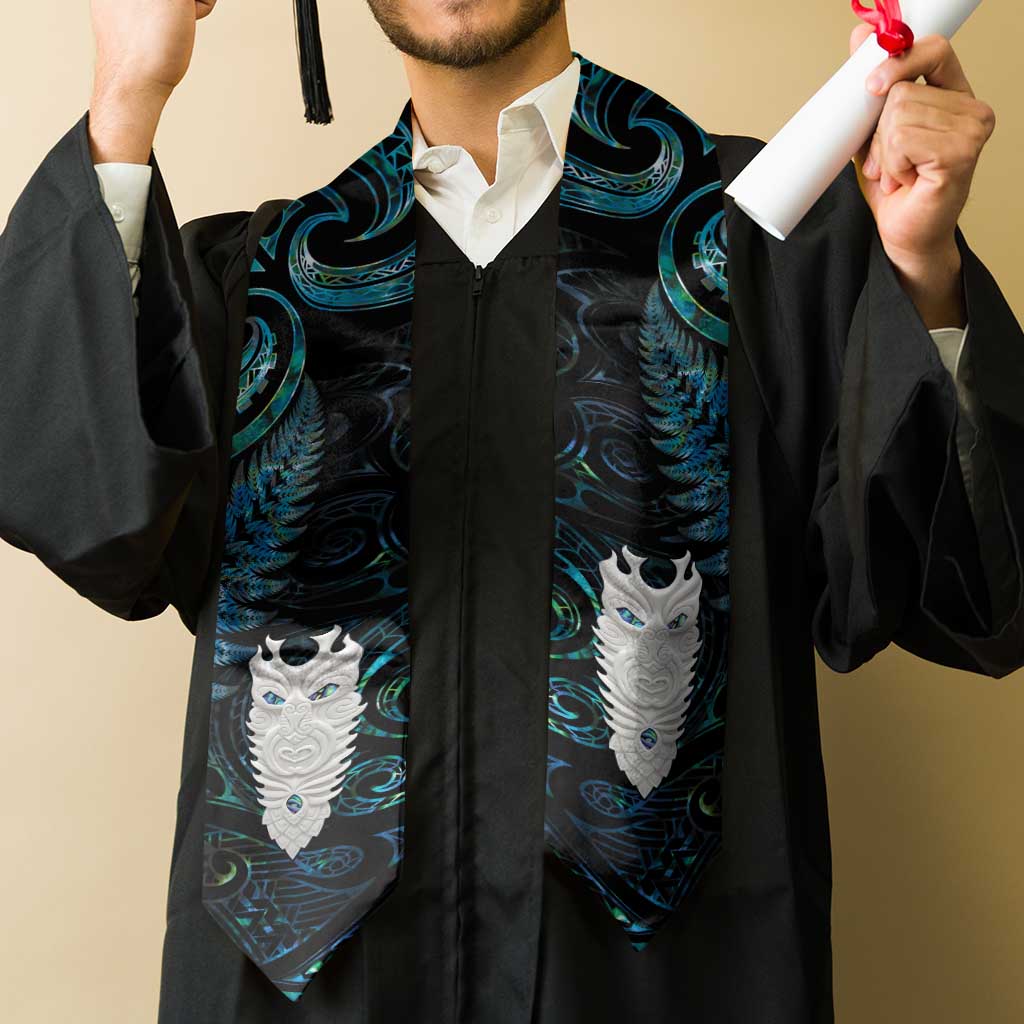 New Zealand Aotearoa Graduation Stole Maori Tane Te Waiora Paua Shell Glitter Turquoise LT05 - Polynesian Pride