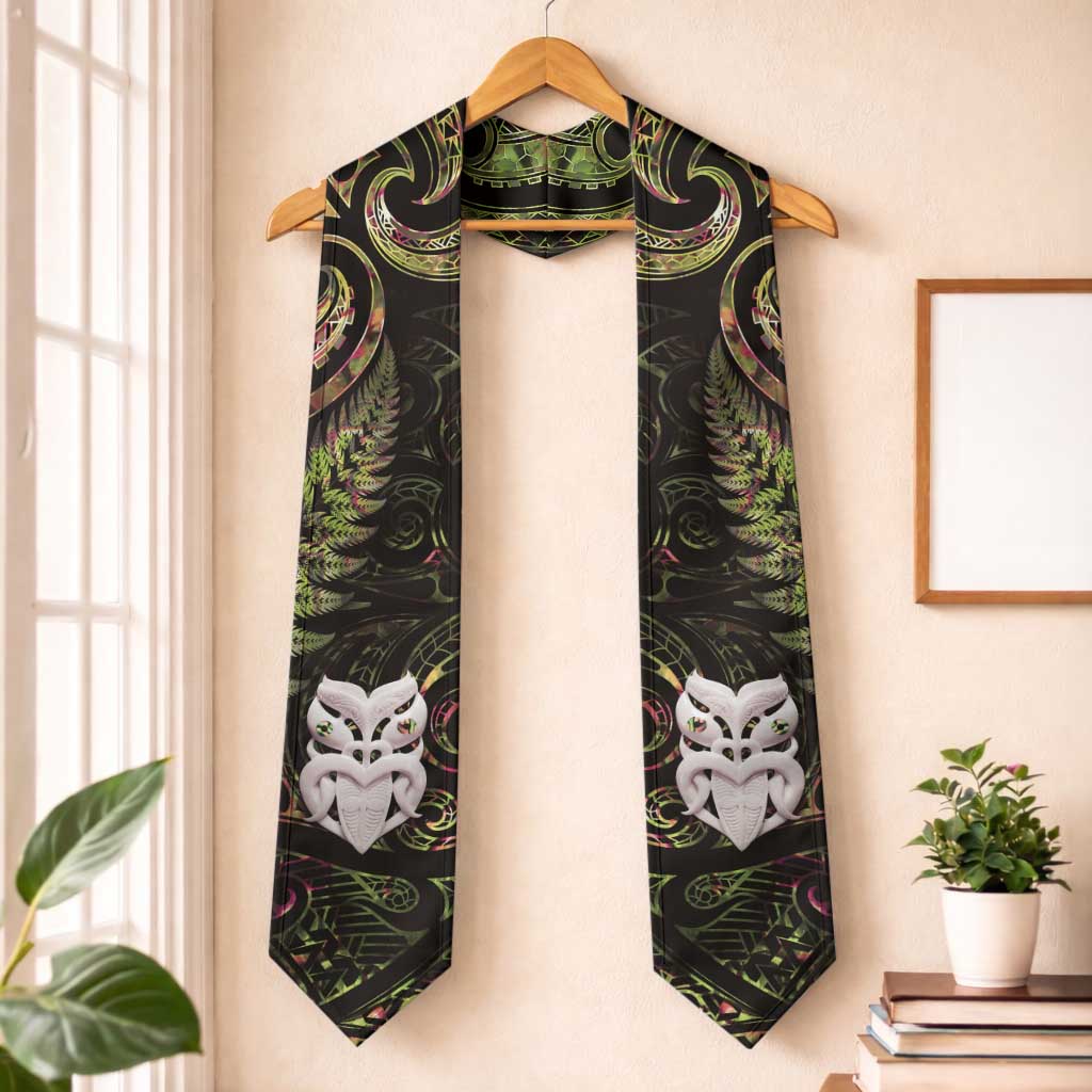 New Zealand Aotearoa Graduation Stole Maori Wheku Paua Shell Glitter Gold
