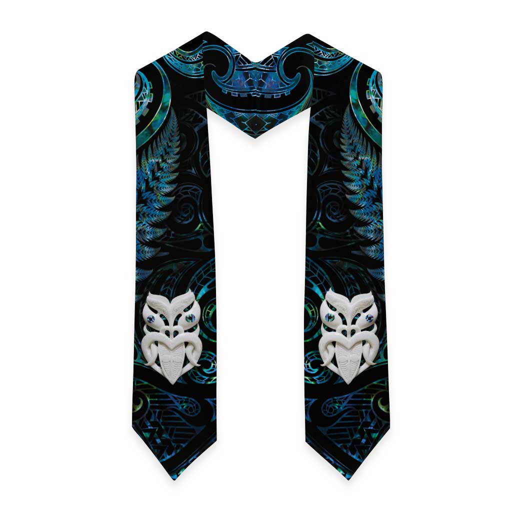 New Zealand Aotearoa Graduation Stole Maori Wheku Paua Shell Glitter Turquoise LT05 - Polynesian Pride
