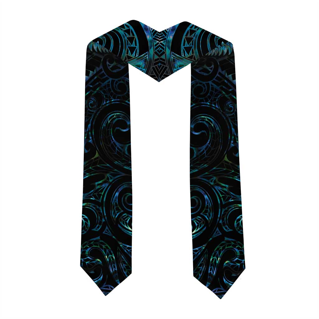 New Zealand Aotearoa Graduation Stole Maori Wheku Paua Shell Glitter Turquoise LT05 - Polynesian Pride