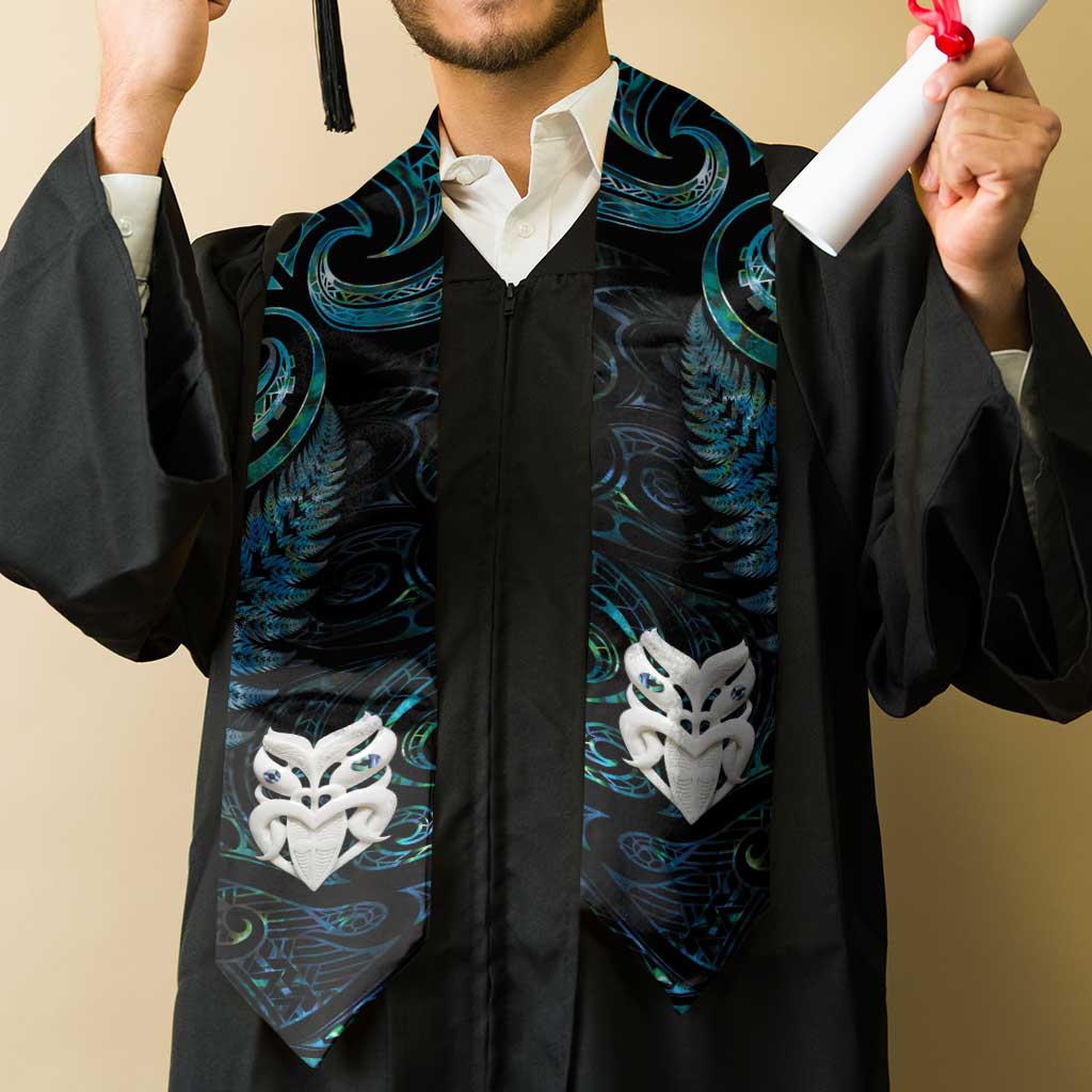 New Zealand Aotearoa Graduation Stole Maori Wheku Paua Shell Glitter Turquoise LT05 - Polynesian Pride