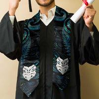 New Zealand Aotearoa Graduation Stole Maori Wheku Paua Shell Glitter Turquoise LT05 - Polynesian Pride