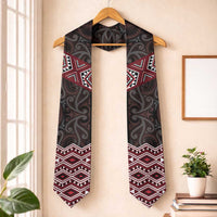 New Zealand Aotearoa Graduation Stole Red Taniko Art Maori Pattern LT05 One Size Red - Polynesian Pride