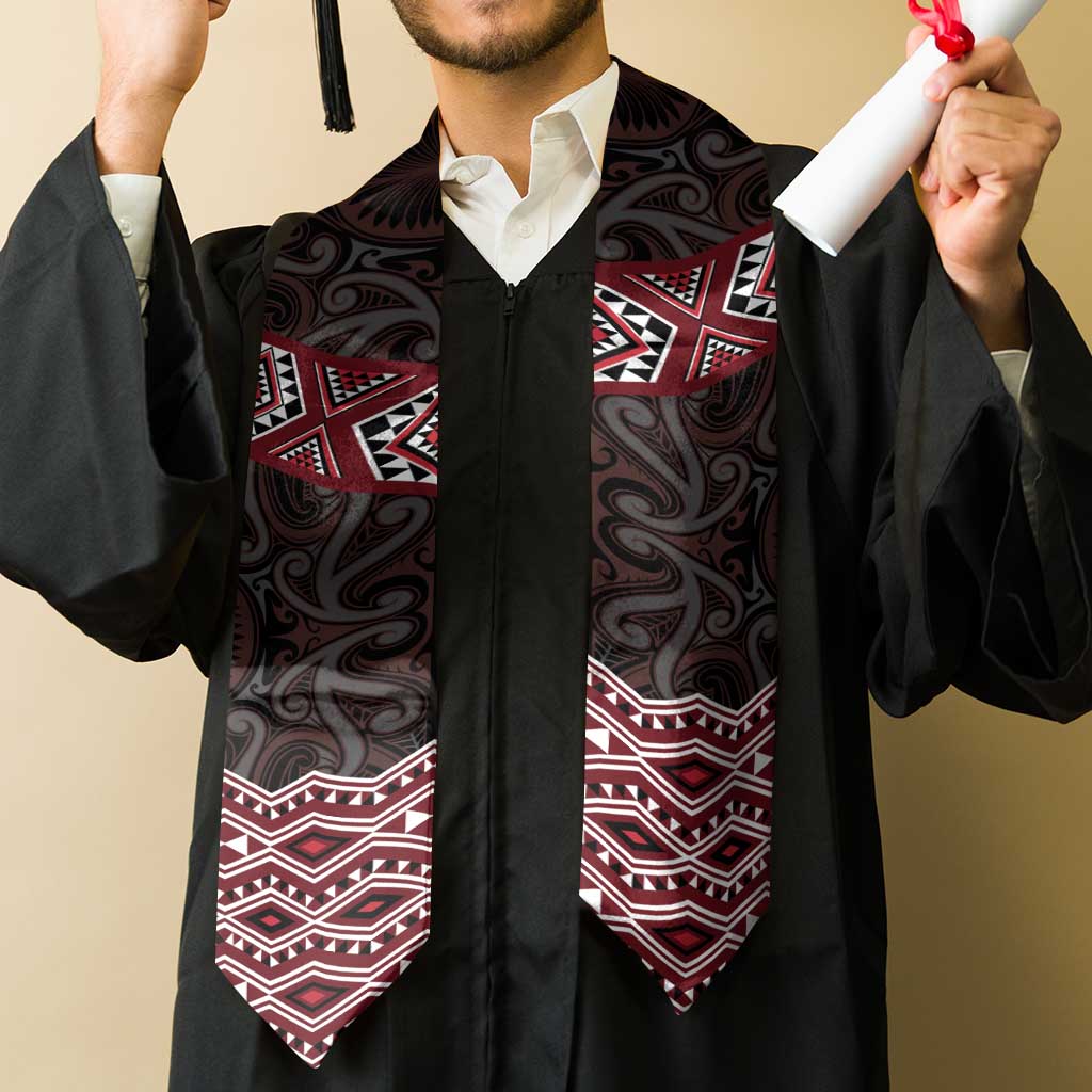 New Zealand Aotearoa Graduation Stole Red Taniko Art Maori Pattern LT05 - Polynesian Pride