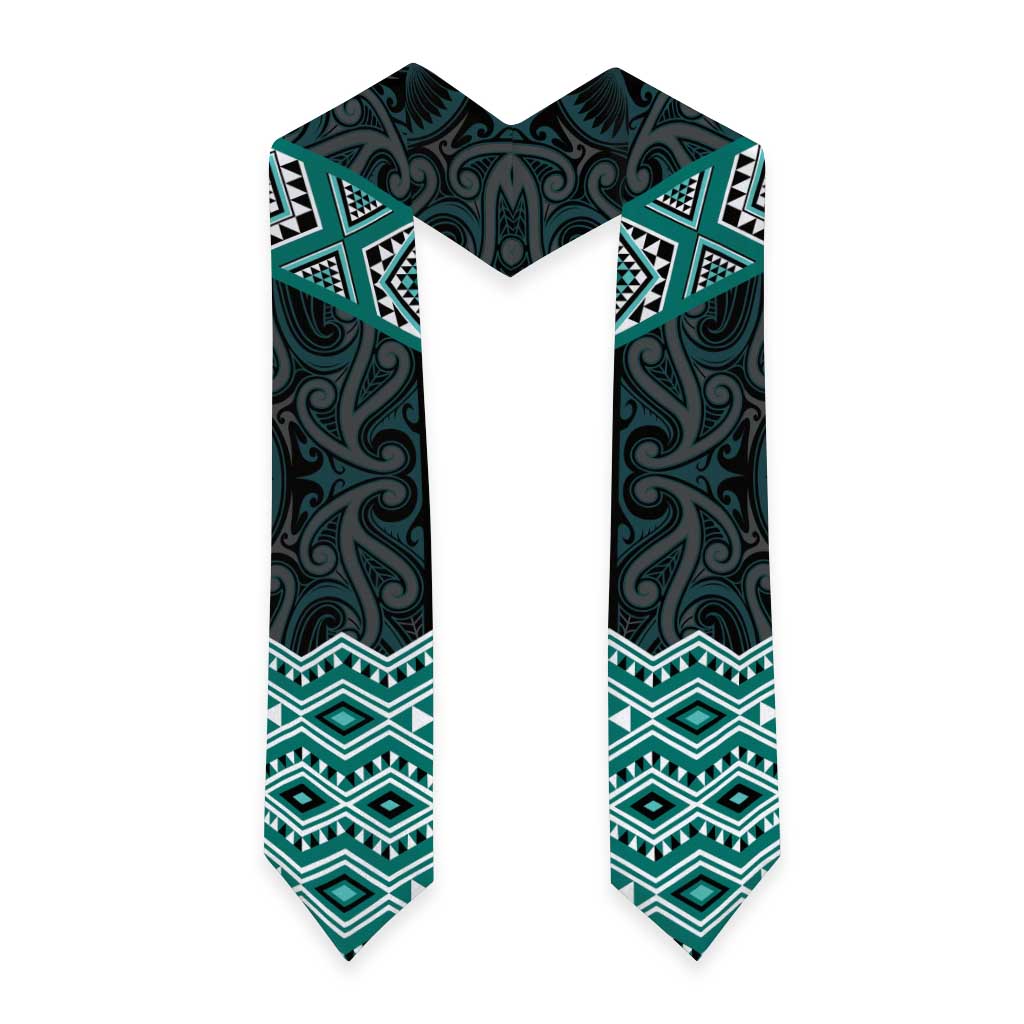 New Zealand Aotearoa Graduation Stole Turquoise Taniko Art Maori Pattern LT05 - Polynesian Pride