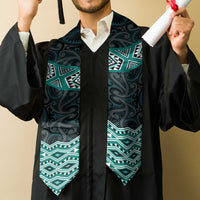 New Zealand Aotearoa Graduation Stole Turquoise Taniko Art Maori Pattern LT05 - Polynesian Pride