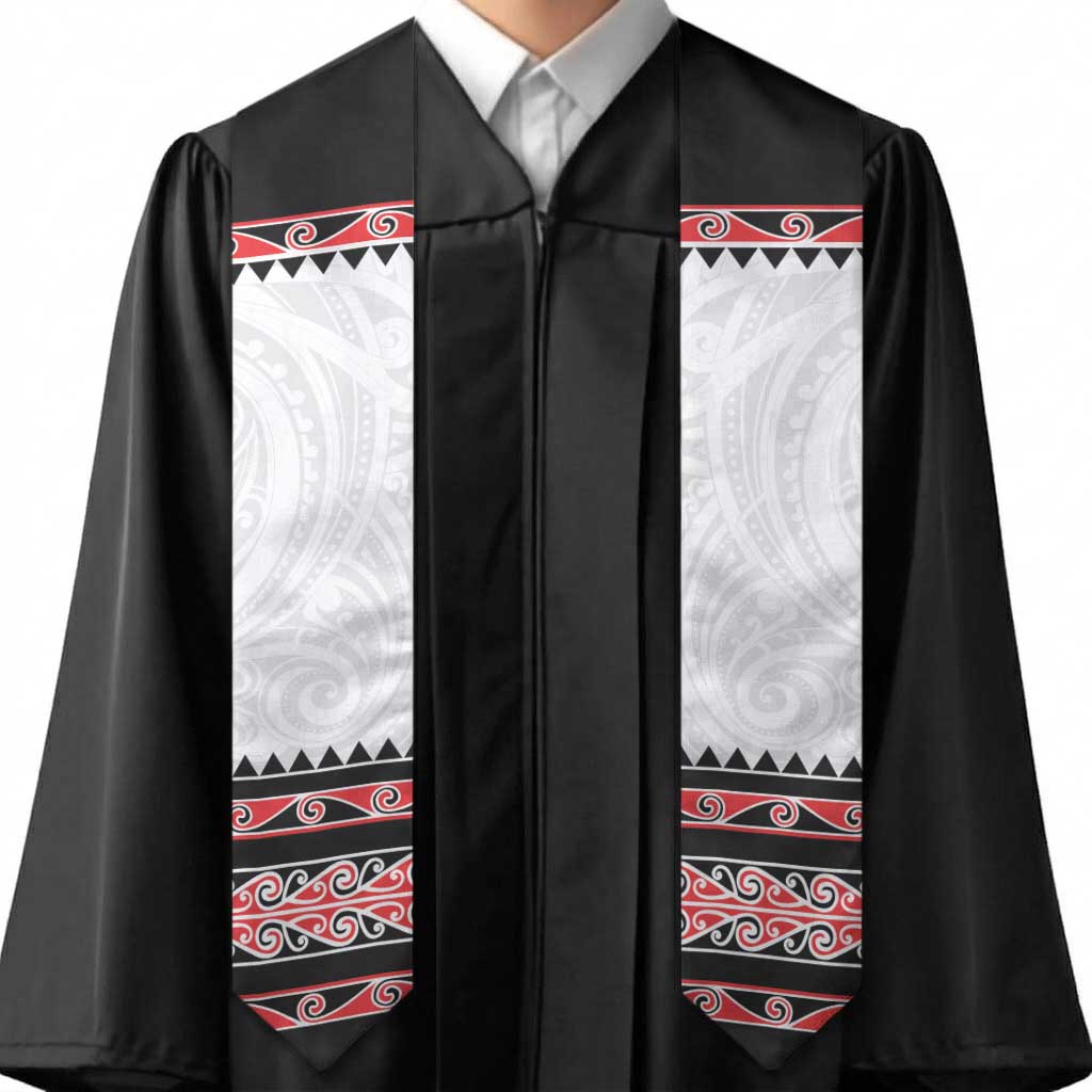 New Zealand Aotearoa Graduation Stole With Kowhaiwhai Pattern Red Version LT05 - Polynesian Pride