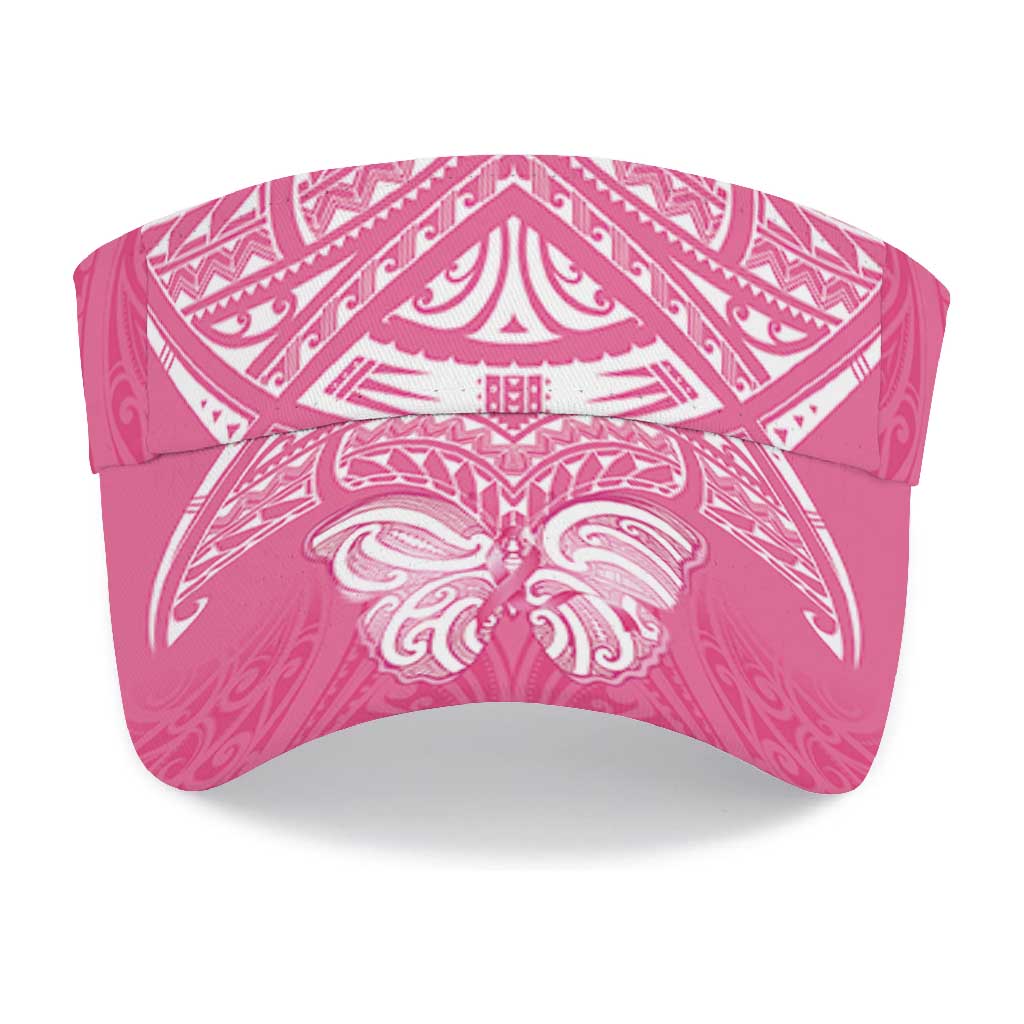 New Zealand Breast Cancer Awareness Sun Visor Cap Maori Butterfly Pink Ribbon LT14 - Polynesian Pride