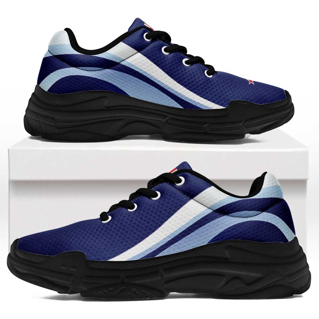 New Zealand Chunky Sneakers Flag-Inspired Curve Style LT05 Blue - Polynesian Pride