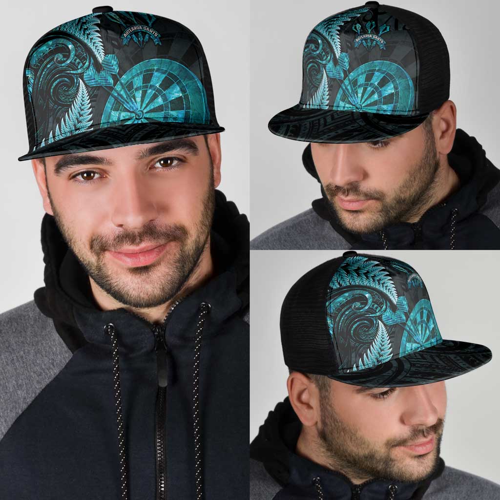 New Zealand Darts Mesh Trucker Cap Happiness Is A Tight Threesome Maori Paua Shell - Polynesian Pride