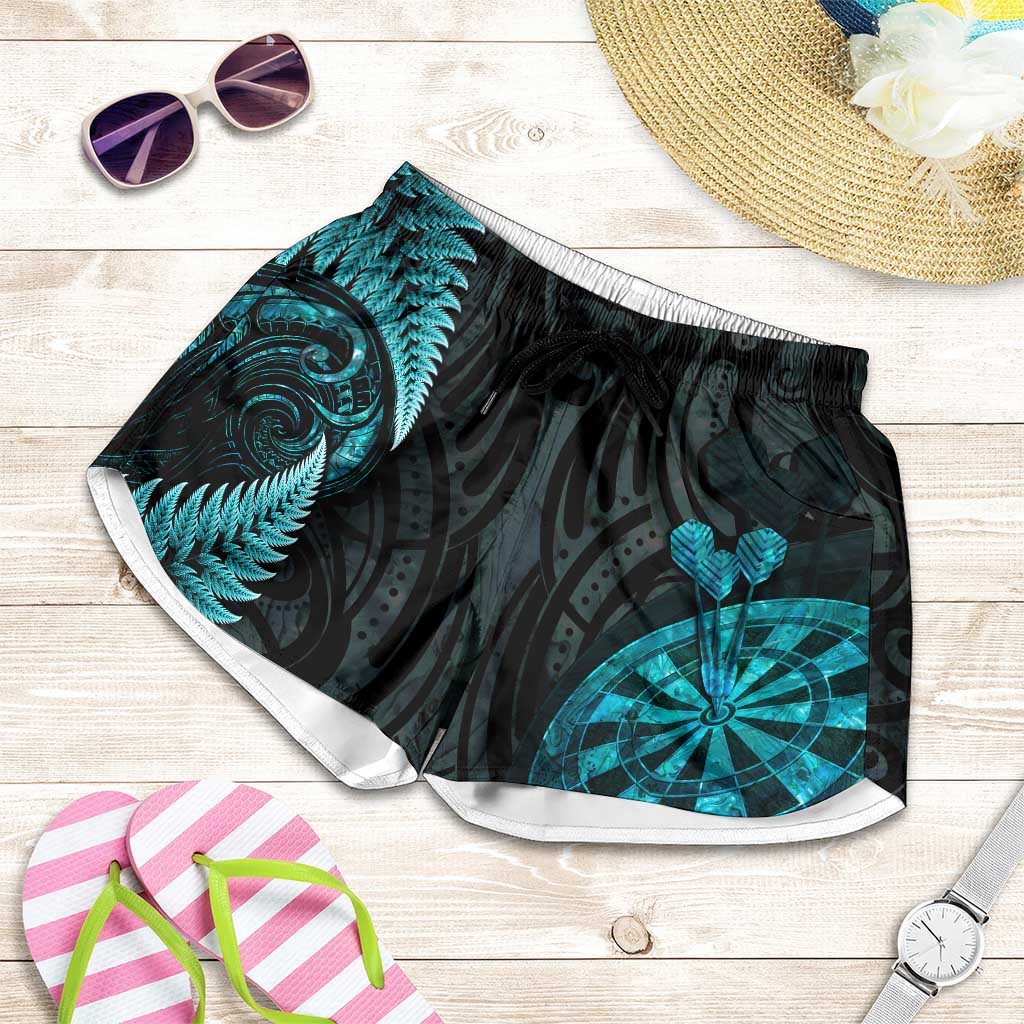 New Zealand Darts Shorts for Women Happiness Is A Tight Threesome Maori Paua Shell