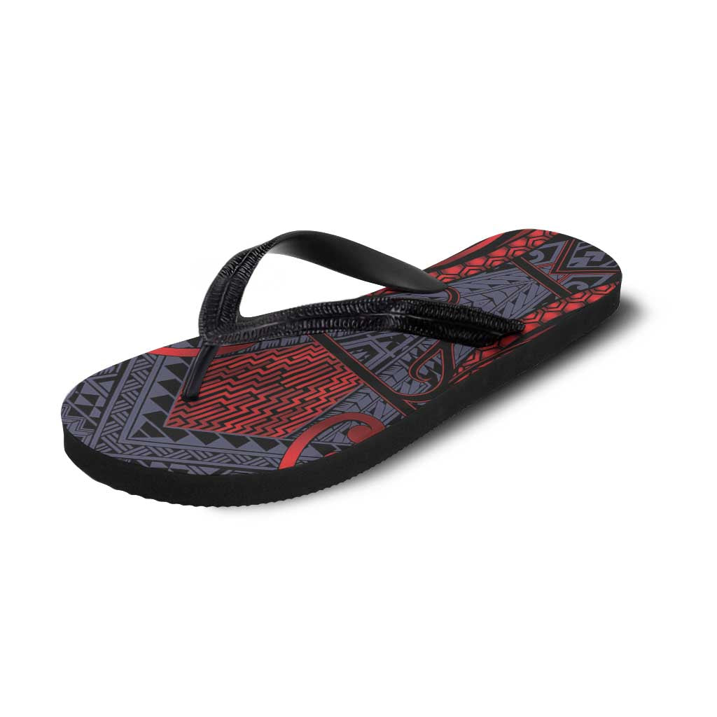 New Zealand Flip Flops Maori Kiwiana Pattern Tukutuku Motif LT9 - Polynesian Pride
