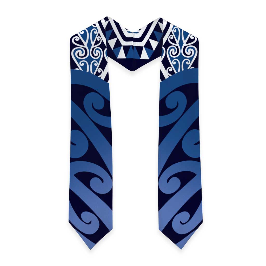 New Zealand Graduation Stole Aotearoa Kowhaiwhai Mix Taniko Art - Blue