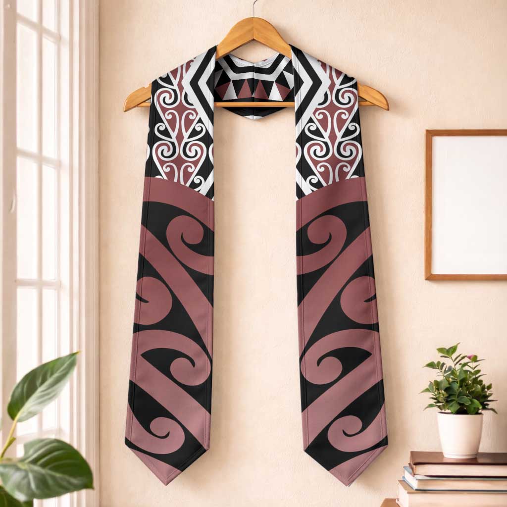 New Zealand Graduation Stole Aotearoa Kowhaiwhai Mix Taniko Art - Brown LT14 One Size Brown - Polynesian Pride