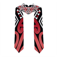 New Zealand Graduation Stole Aotearoa Kowhaiwhai Mix Taniko Art - Red