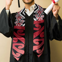 New Zealand Graduation Stole Aotearoa Kowhaiwhai Mix Taniko Art - Red LT14