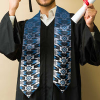 New Zealand Graduation Stole Poutama Mix Blue Taniko Inspired Art LT05 - Polynesian Pride