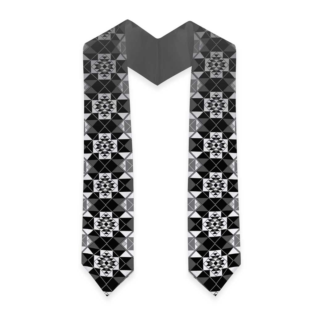 New Zealand Graduation Stole Poutama Mix Gray Taniko Inspired Art LT05 - Polynesian Pride