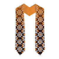 New Zealand Graduation Stole Poutama Mix Orange Taniko Inspired Art LT05 - Polynesian Pride