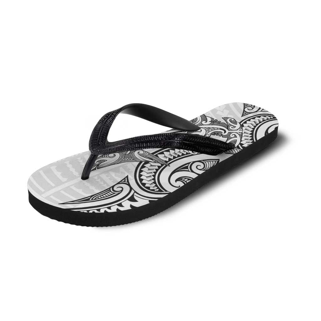 New Zealand Hammerhead Shark Flip Flops Maori Haehae Mangopare White LT14 - Polynesian Pride