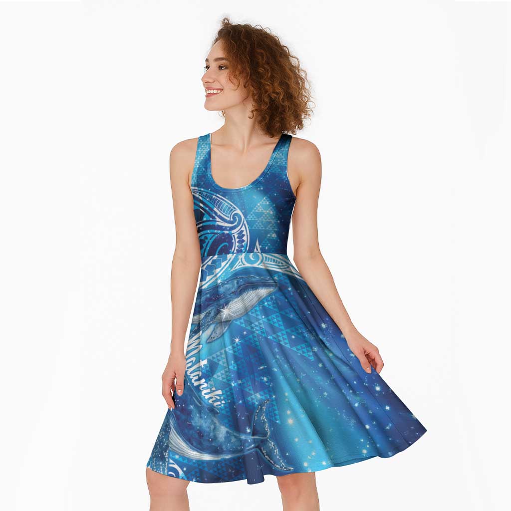 New Zealand Humpback Whale Matariki Midi Dress Maori New Year Taniko Niho Taniwha LT14 - Polynesian Pride