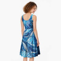 New Zealand Humpback Whale Matariki Midi Dress Maori New Year Taniko Niho Taniwha LT14 - Polynesian Pride