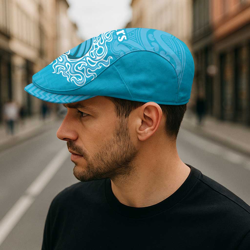 New Zealand Jeff Hat Fire Basketball Maori Tribal Sky Blue - Polynesian Pride
