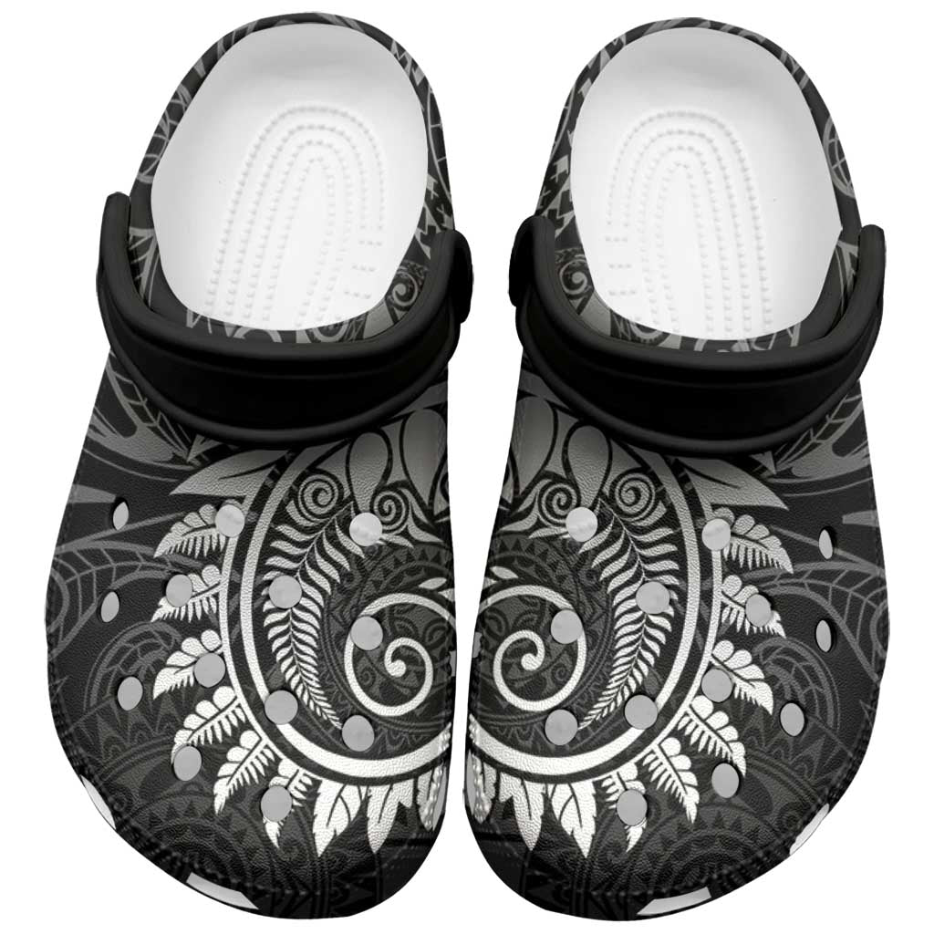 New Zealand Maori Koru Fern Clogs Shoes Spiral Polynesian Style Gray - Polynesian Pride